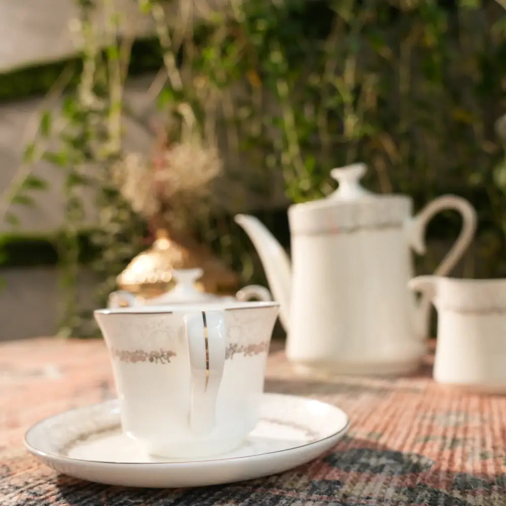 Aristo Blanc Tea Set – Royal White Elegance Cup & Saucer - Cup Saucer