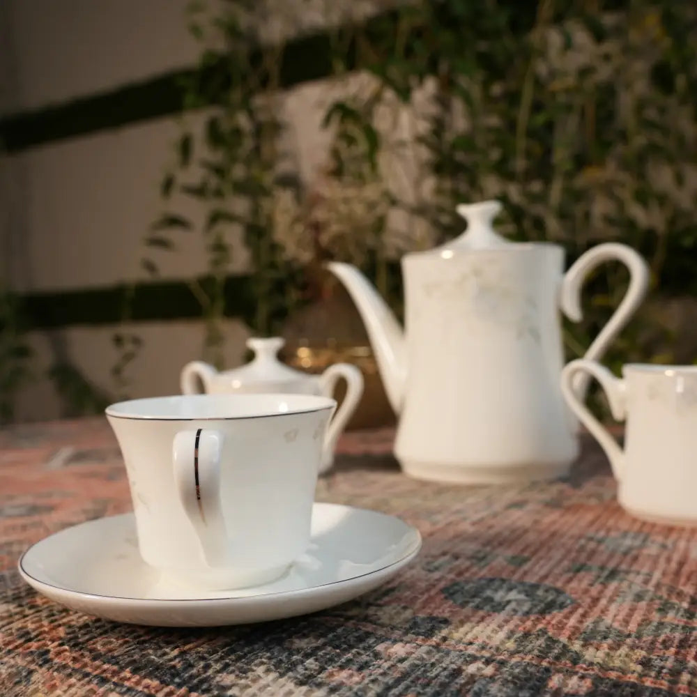 Aristo Blanc Tea Set – Royal White Elegance Cup & Saucer - Cup Saucer