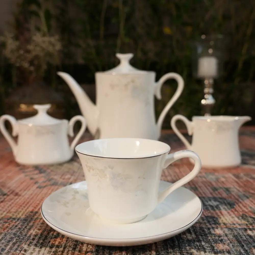 Aristo Blanc Tea Set – Royal White Elegance Cup & Saucer - 17 PCS TEA SET - Cup Saucer