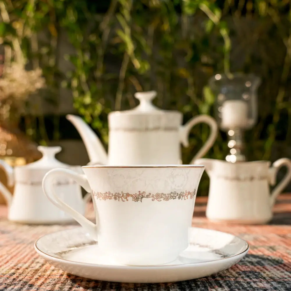 Aristo Blanc Tea Set – Royal White Elegance Cup & Saucer - 17 PCS TEA SET - Cup Saucer