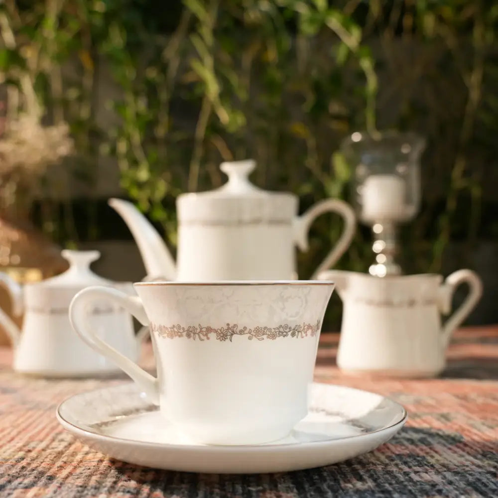 Aristo Blanc Tea Set – Royal White Elegance Cup & Saucer - Cup Saucer