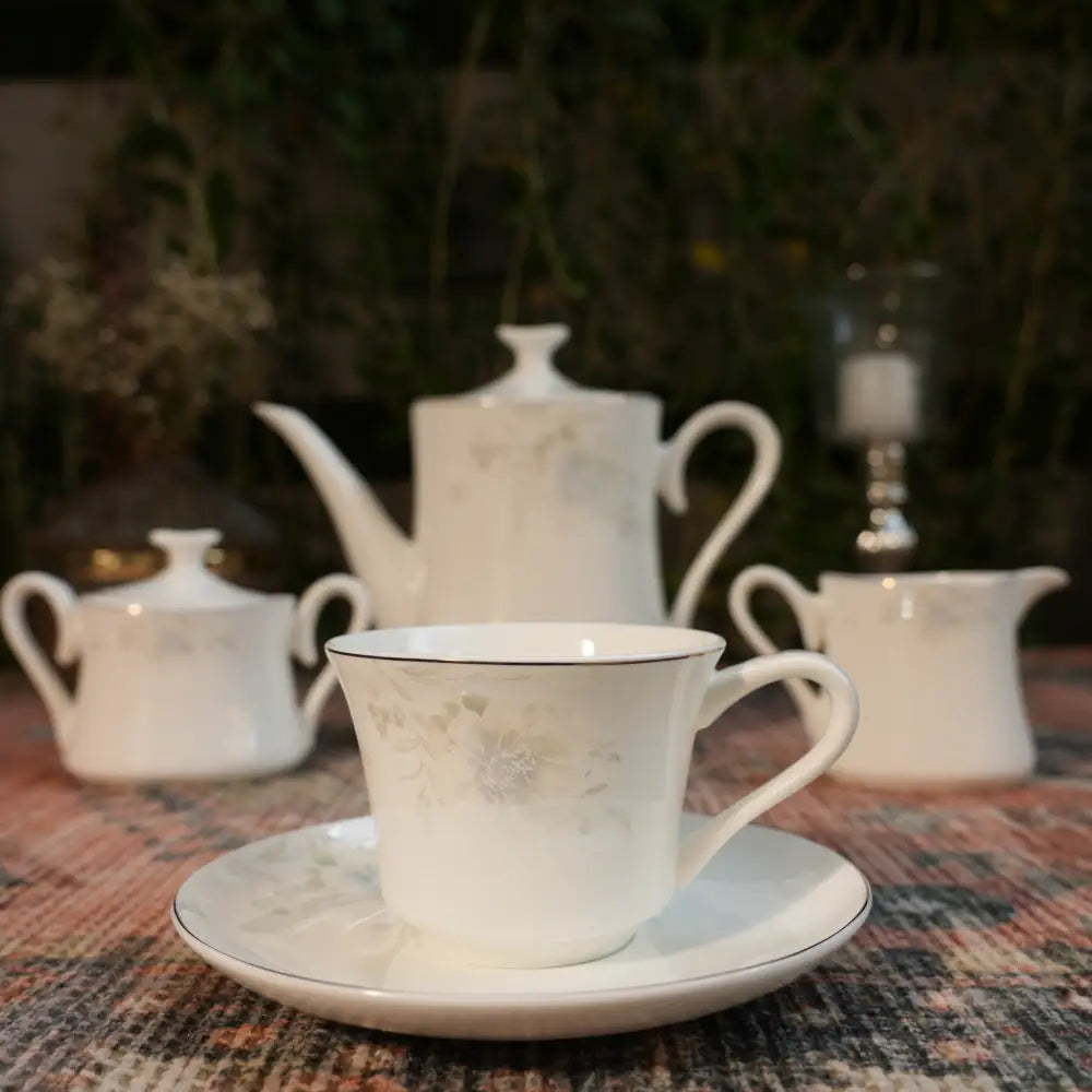 Aristo Blanc Tea Set – Royal White Elegance Cup & Saucer - Cup Saucer