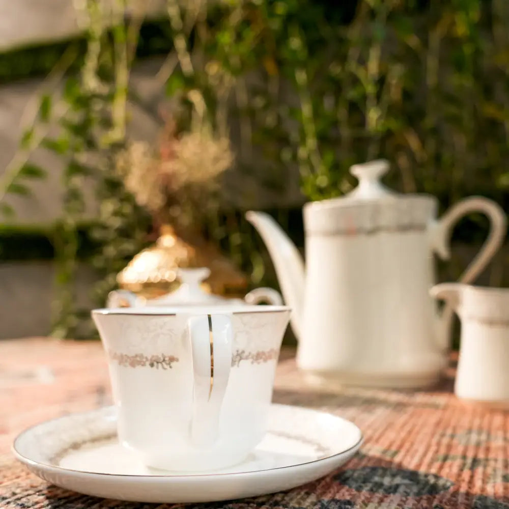 Aristo Blanc Tea Set – Royal White Elegance Cup & Saucer - Cup Saucer
