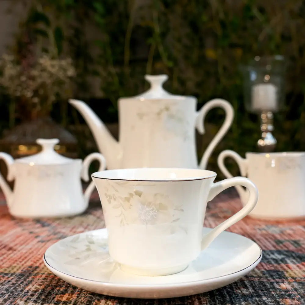 Aristo Blanc Tea Set – Royal White Elegance Cup & Saucer - Cup Saucer