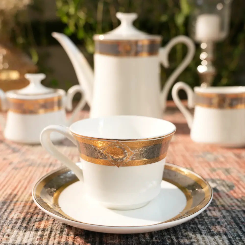 Aurora Blanc Tea Set – Pure White Elegance in Every Sip - 17 PCS TEA SET - Cup Saucer