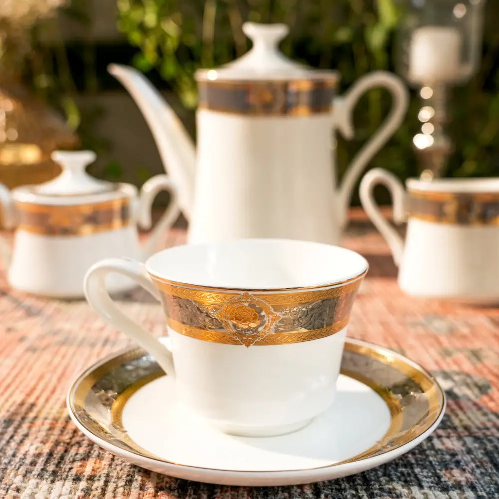Aurora Blanc Tea Set – Pure White Elegance in Every Sip - Cup Saucer