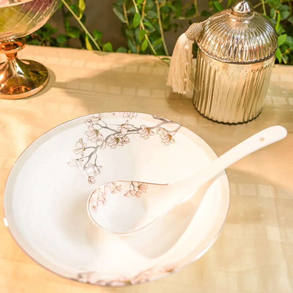 Avian Bloom Dinner Set – 35 & 48-Piece Bird & Floral Elegance - Dinner set