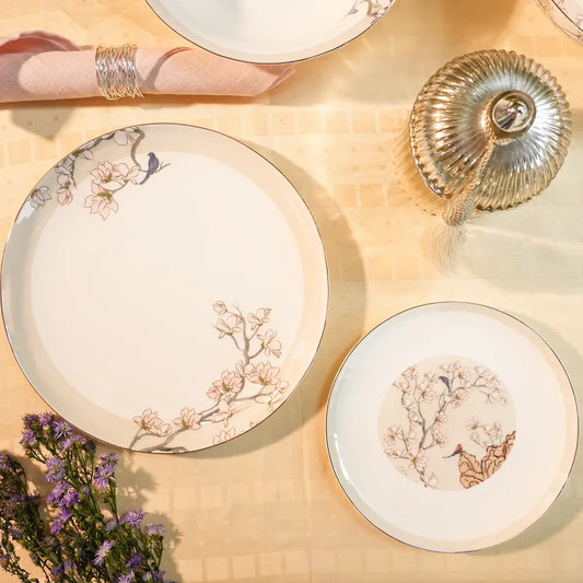 Avian Bloom Dinner Set – 35 & 48-Piece Bird & Floral Elegance - Dinner set