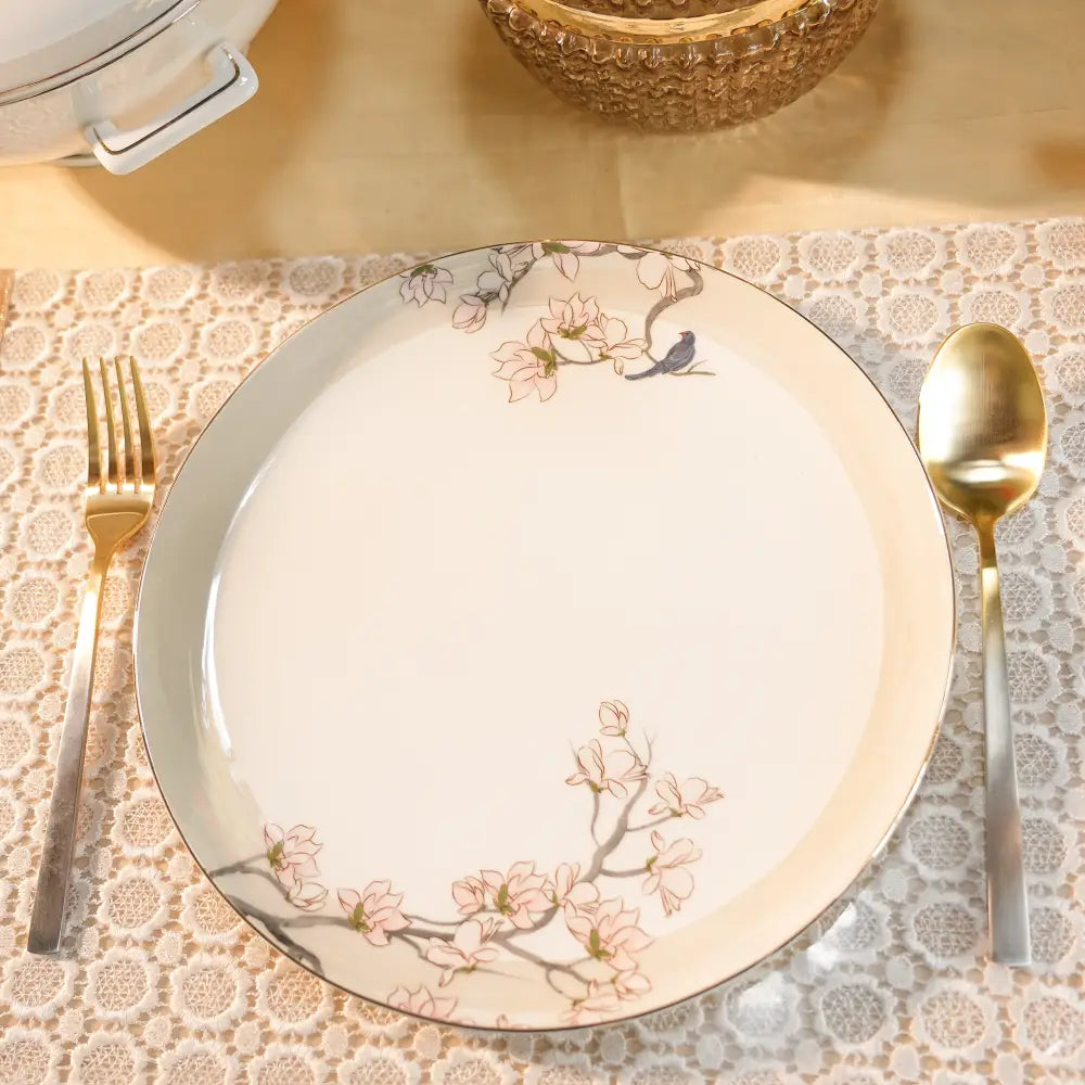 Avian Bloom Dinner Set – 35 & 48-Piece Bird & Floral Elegance - Dinner set
