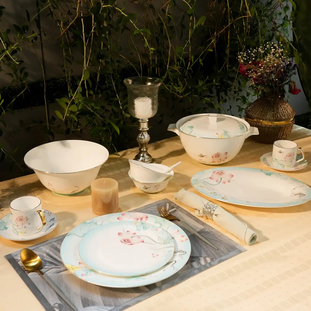 Blossom Breeze Dinner Set – Elegant Floral Tableware for Luxurious Dining - Dinner set