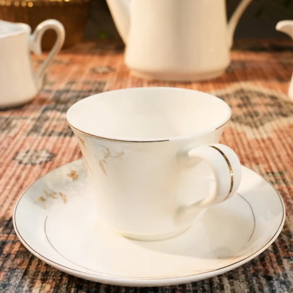 Blossom White Cup & Saucer – Elegant Floral Luxury - Dinner set