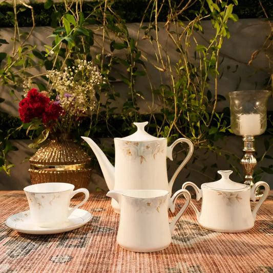 Blossom White Cup & Saucer – Elegant Floral Luxury - Dinner set