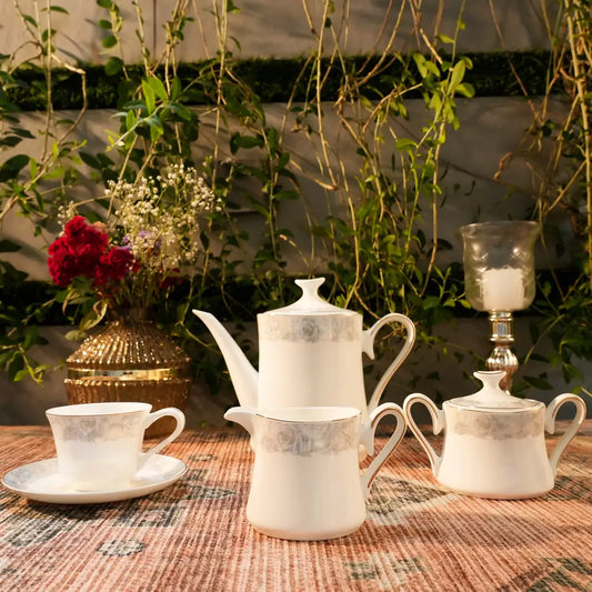 Celeste Blanc Tea Set – White Harmony of Elegance & Luxury - 12 PCS CUP SAUCER - Cup Saucer