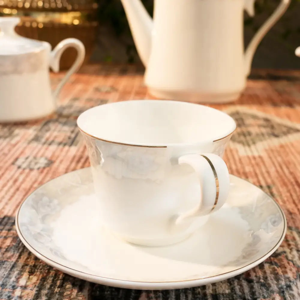 Celeste Blanc Tea Set – White Harmony of Elegance & Luxury - 17 PCS TEA SET - Cup Saucer
