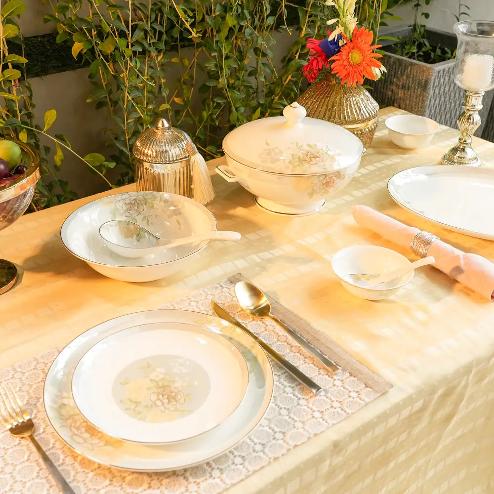 Celeste Bloom Dinner Set – 35 & 48-Piece Elegant Floral Collection - Dinner set