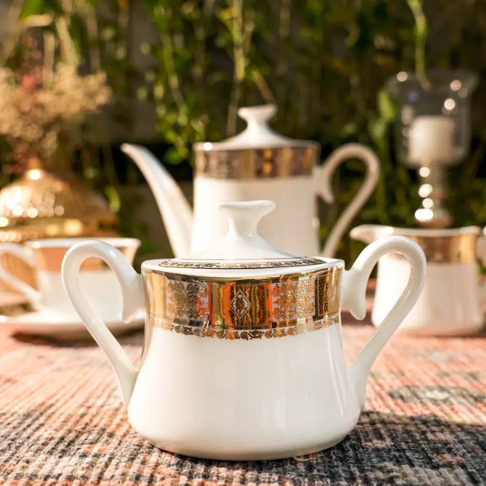 Celeste Royale Tea Set – White & Gold Elegance - Cup Saucer