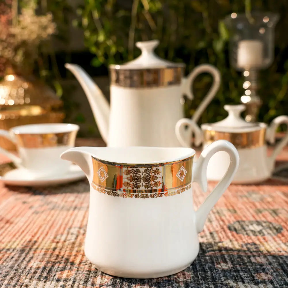 Celeste Royale Tea Set – White & Gold Elegance - Cup Saucer