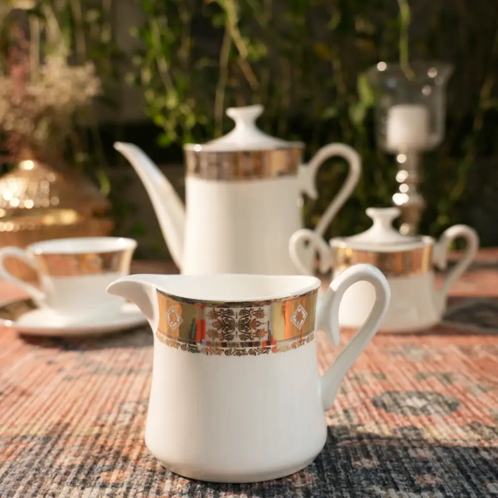 Celeste Royale Tea Set – White & Gold Elegance - Cup Saucer