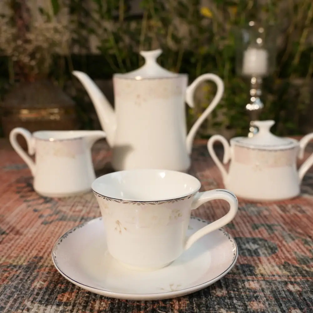 Eterna Blanc Tea Set – Timeless White Luxury Cup & Saucer - 17 PCS TEA SET - Cup Saucer