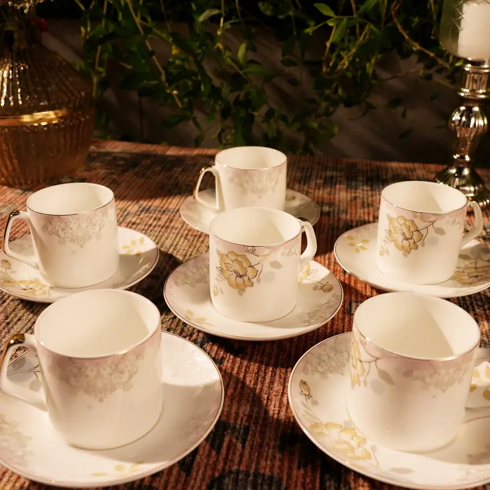 Marble Gold Cup & Saucer – Exquisite Floral Design for Timeless Elegance - Cup Saucer