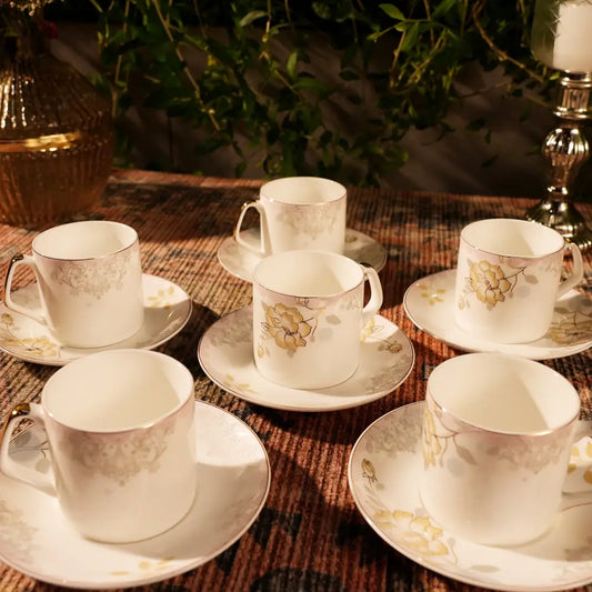 Marble Gold Cup & Saucer β Exquisite Floral Design for Timeless Elegance - Cup Saucer
