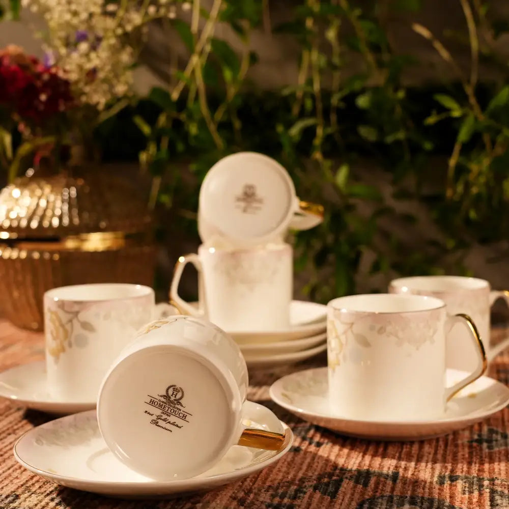 Marble Gold Cup & Saucer – Exquisite Floral Design for Timeless Elegance - Cup Saucer