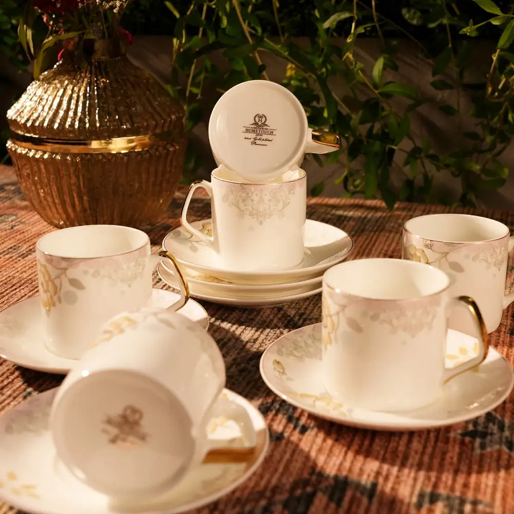 Marble Gold Cup & Saucer – Exquisite Floral Design for Timeless Elegance - Cup Saucer