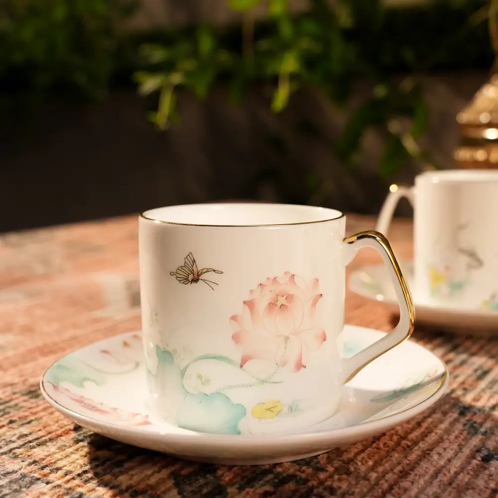 Marble Gold Flower Tea Set โ Luxurious & Elegant Design - Cup Saucer