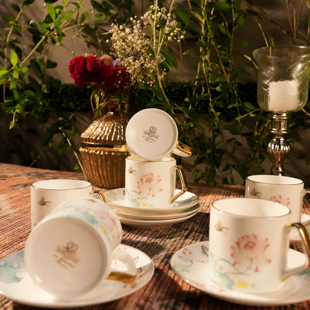 Marble Gold Flower Tea Set โ Luxurious & Elegant Design - Cup Saucer