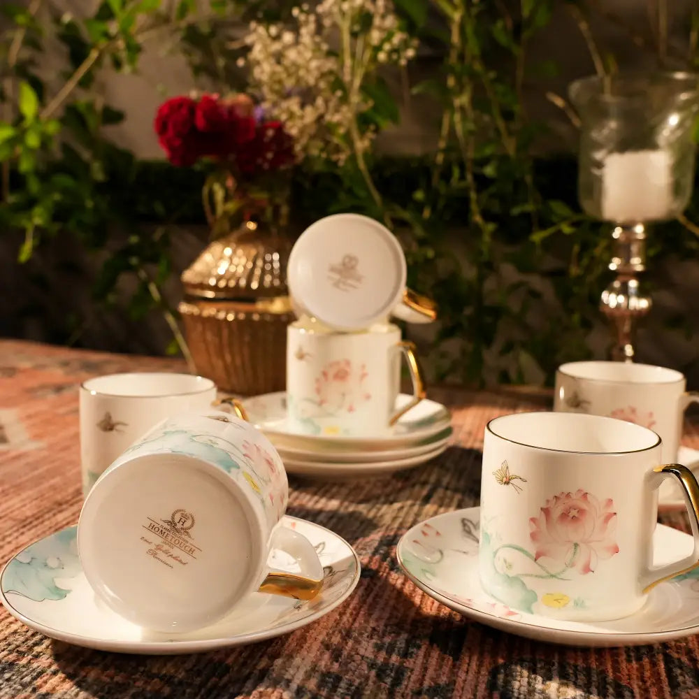 Marble Gold Flower Tea Set โ Luxurious & Elegant Design - Cup Saucer