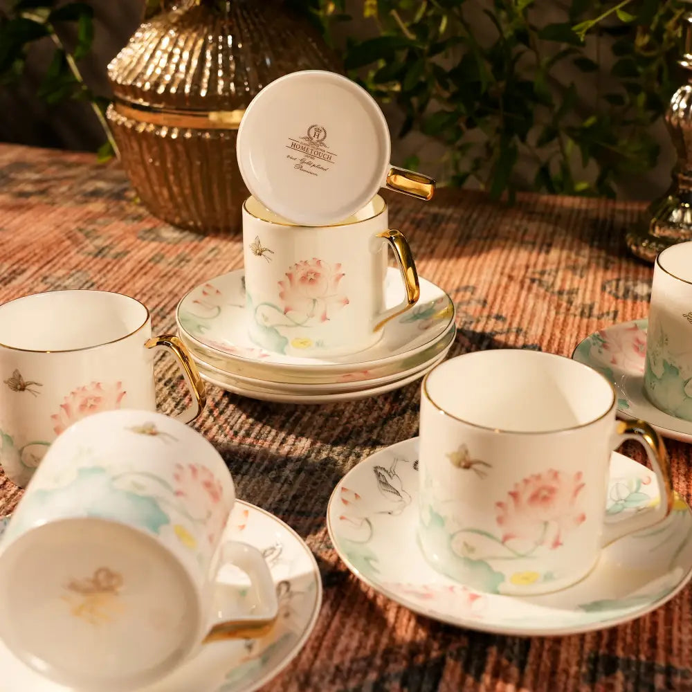 Marble Gold Flower Tea Set โ Luxurious & Elegant Design - Cup Saucer