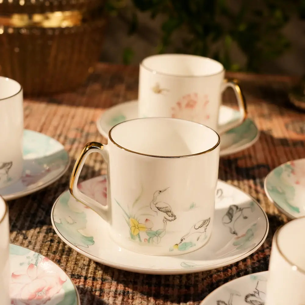 Marble Gold Flower Tea Set โ Luxurious & Elegant Design - Cup Saucer