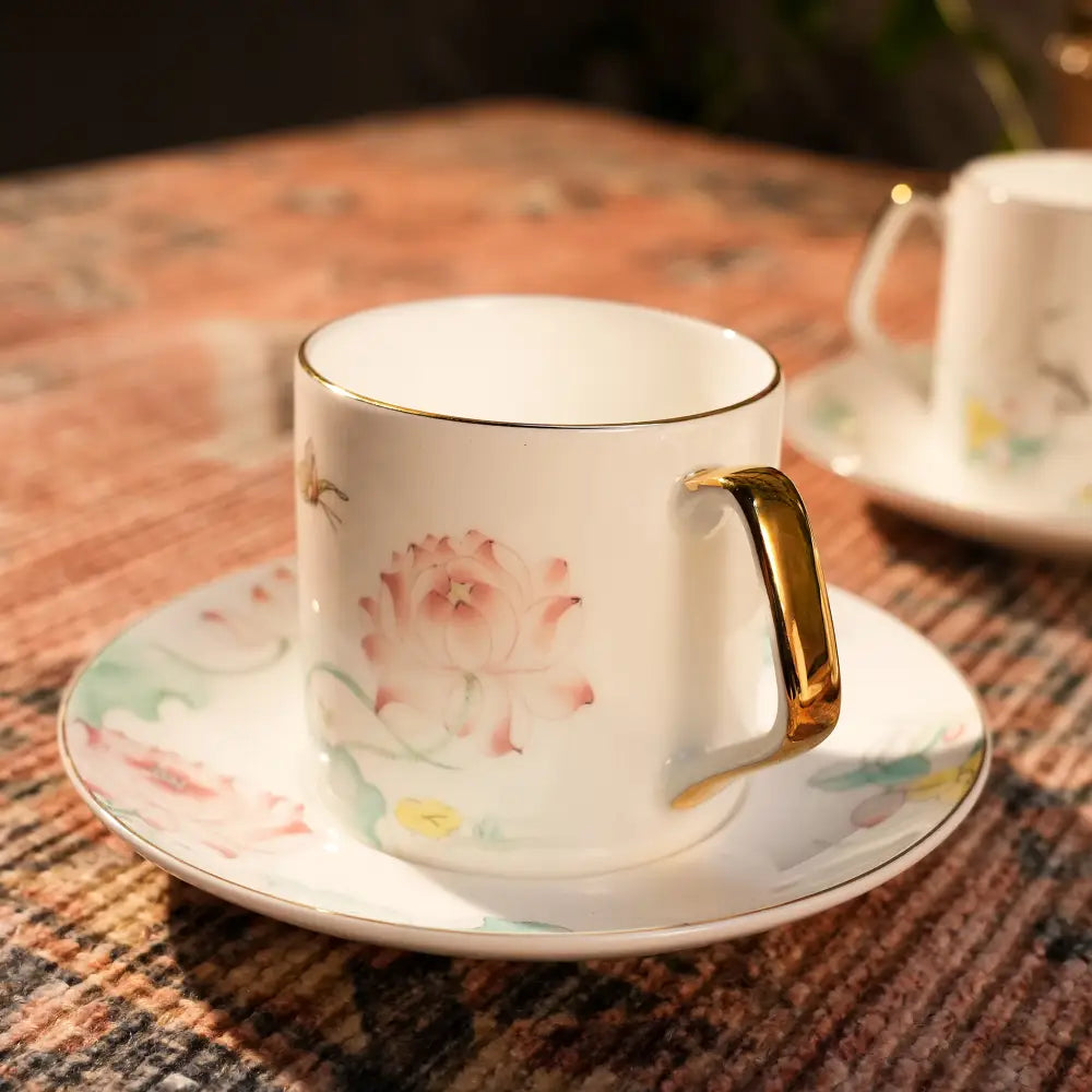 Marble Gold Flower Tea Set โ Luxurious & Elegant Design - Cup Saucer