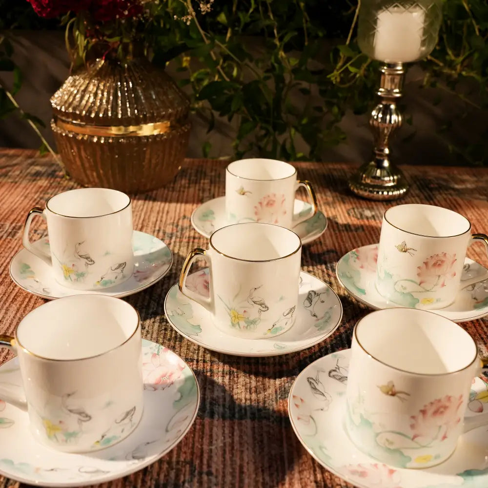 Marble Gold Flower Tea Set โ Luxurious & Elegant Design - Cup Saucer