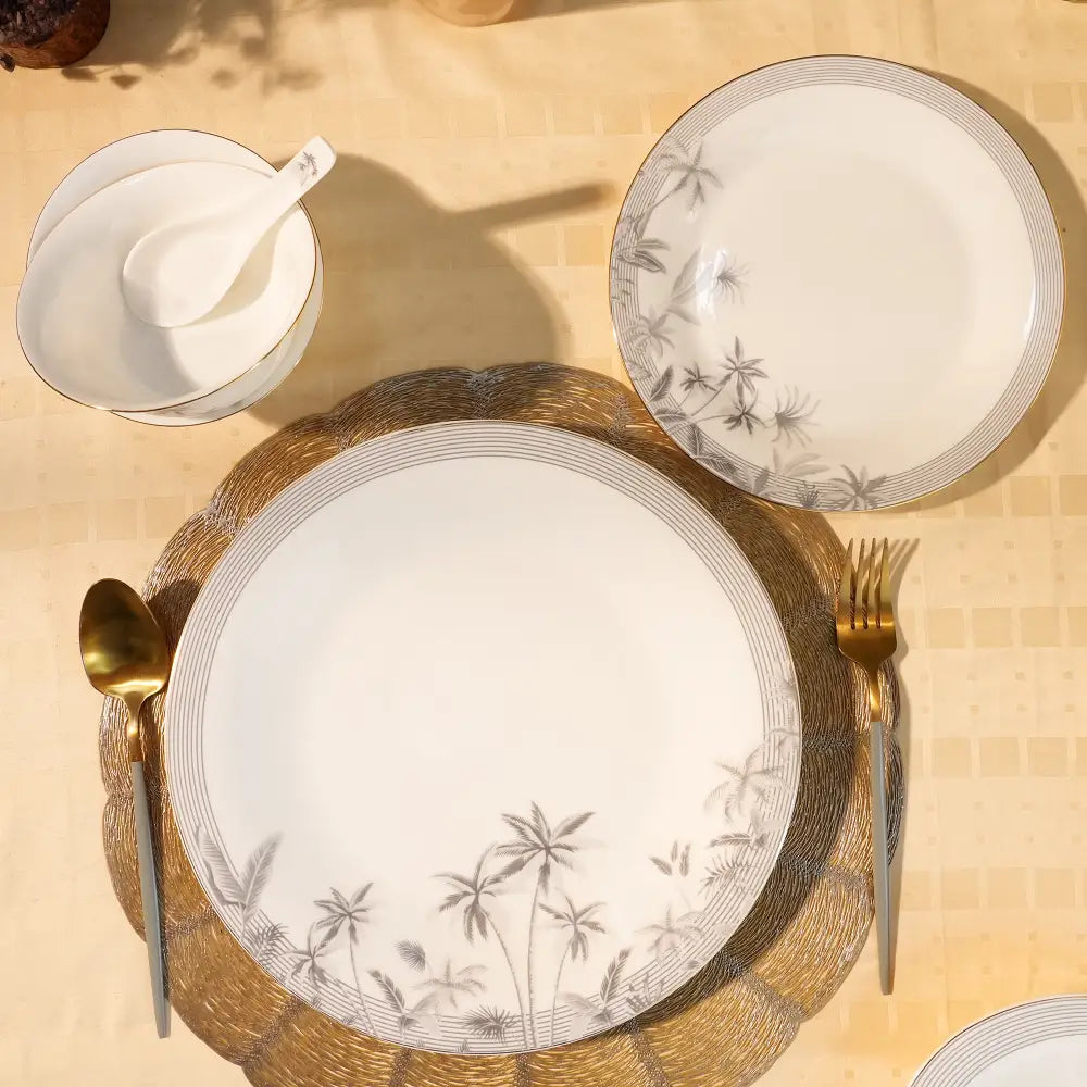 Misty Pine Grove Dinner set – Elegant Floral Tableware for Every Occasion - Dinner set