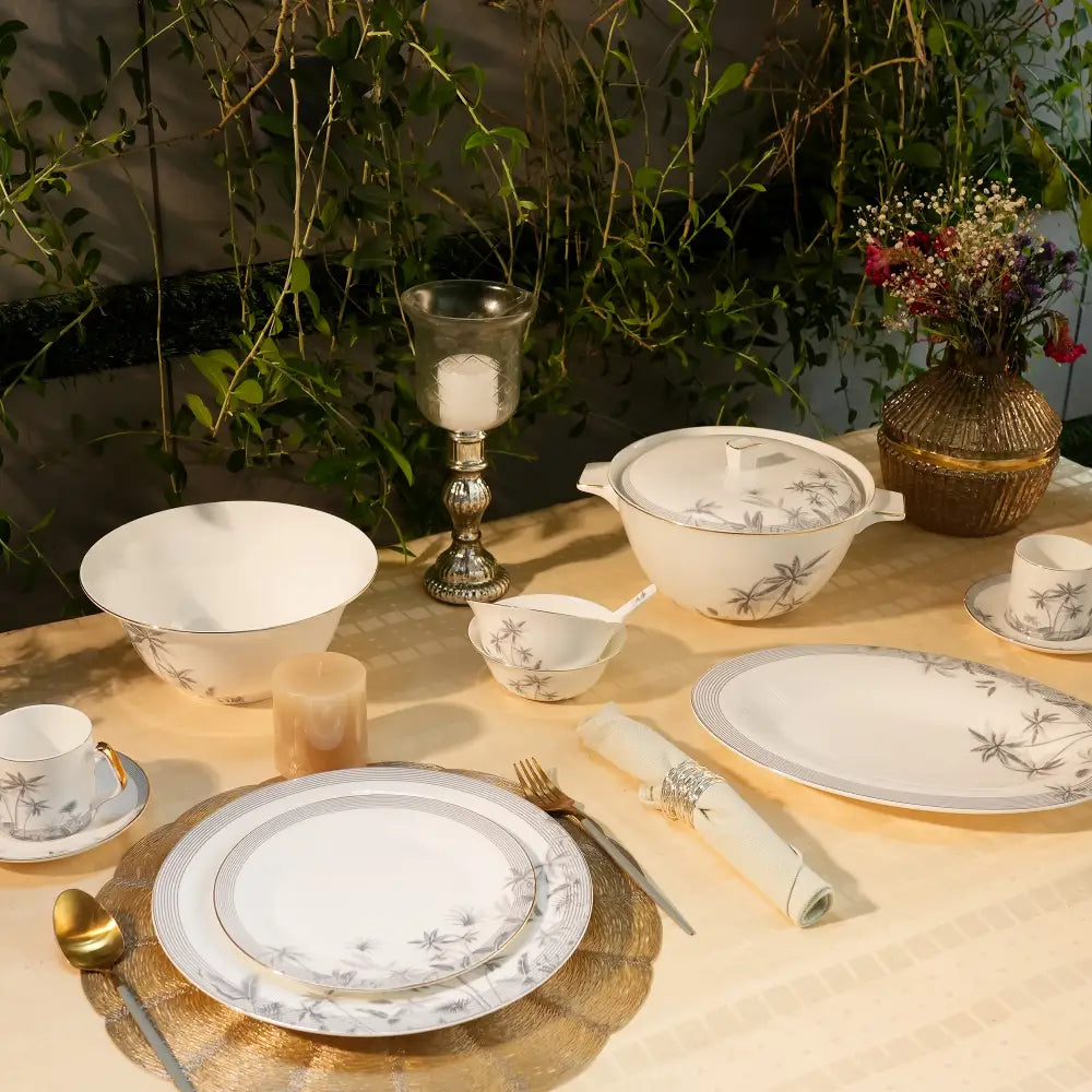 Misty Pine Grove Dinner set – Elegant Floral Tableware for Every Occasion - Dinner set