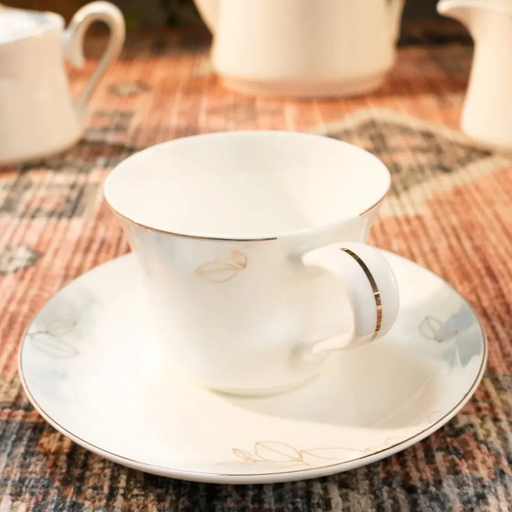 New Leaf Design Cup & Saucer – Elegant & Premium Quality - Cup Saucer
