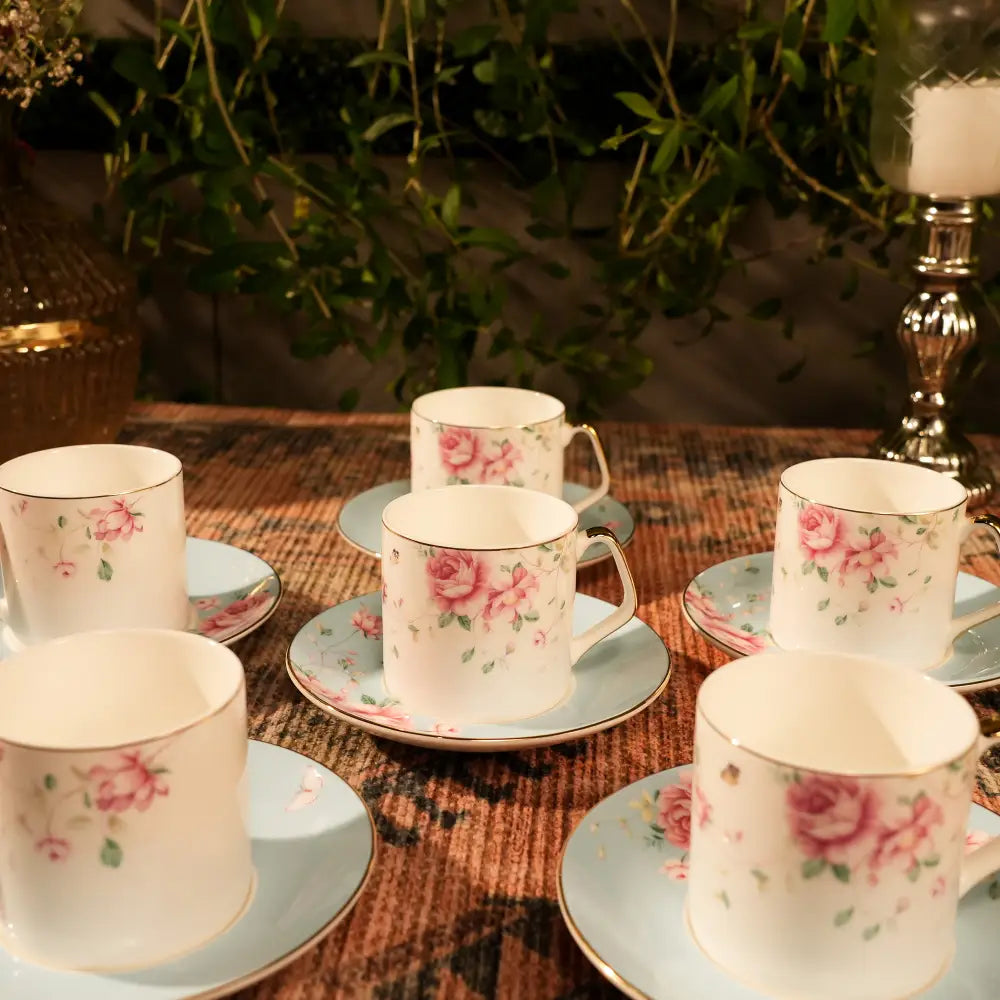 Premium Marble Gold Cup & Saucer – A Touch of Luxury & Elegance - 17 PCS TEA SET - Cup Saucer