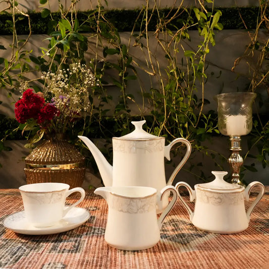Premium White Cup & Saucer Set – Elegant Floral Design for a Luxurious Tea Experience - Cup Saucer