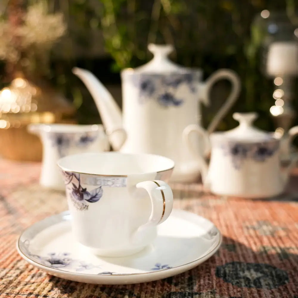 Primum Flower Dignity Premium Cup & Saucer – Elegance in Every Sip - Cup Saucer