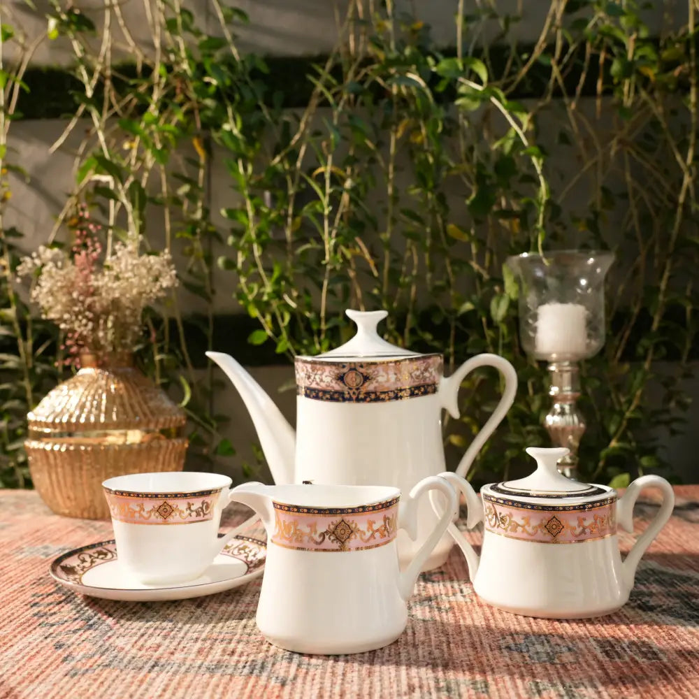 Primum Royal Gold Tea Set – Luxurious Gold-Coated Cup & Saucer - 12 PCS CUP SAUCER - Cup Saucer