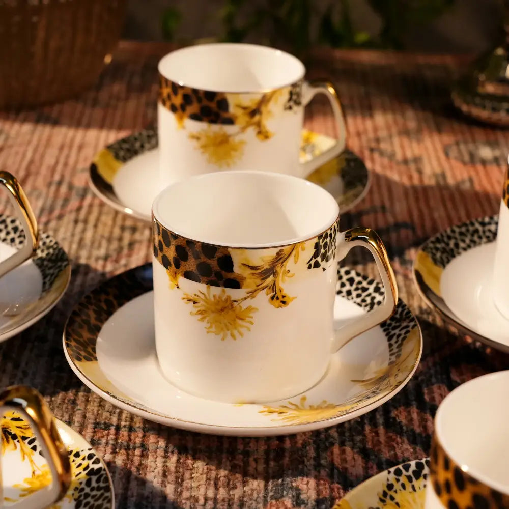 Regal Marble Gold Cup Saucers – A Symbol of Timeless Luxury - 17 PCS TEA SET - Cup Saucer