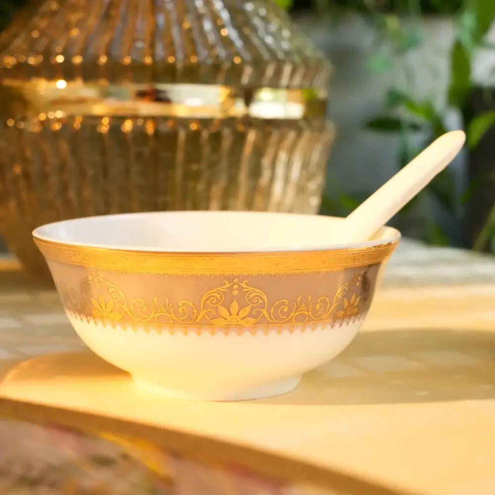 Regal Prime Luxe White & Gold Dinner Set – 35 & 48 Pcs - Dinner set