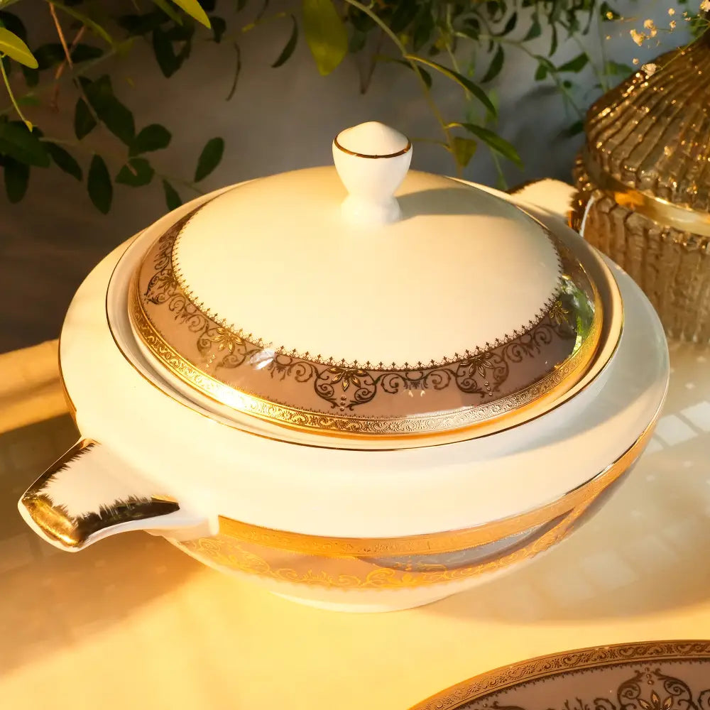 Regal Prime Luxe White & Gold Dinner Set – 35 & 48 Pcs - 48 PCS - Dinner set