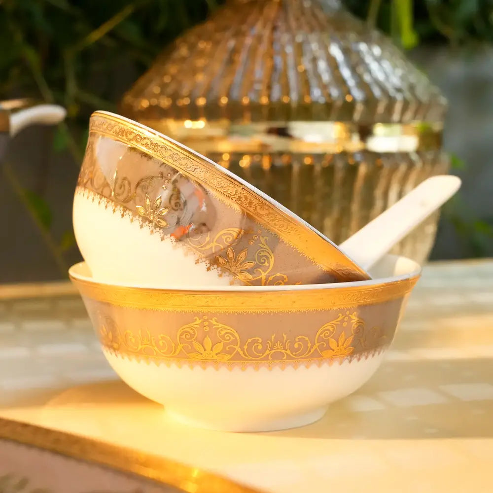 Regal Prime Luxe White & Gold Dinner Set – 35 & 48 Pcs - Dinner set