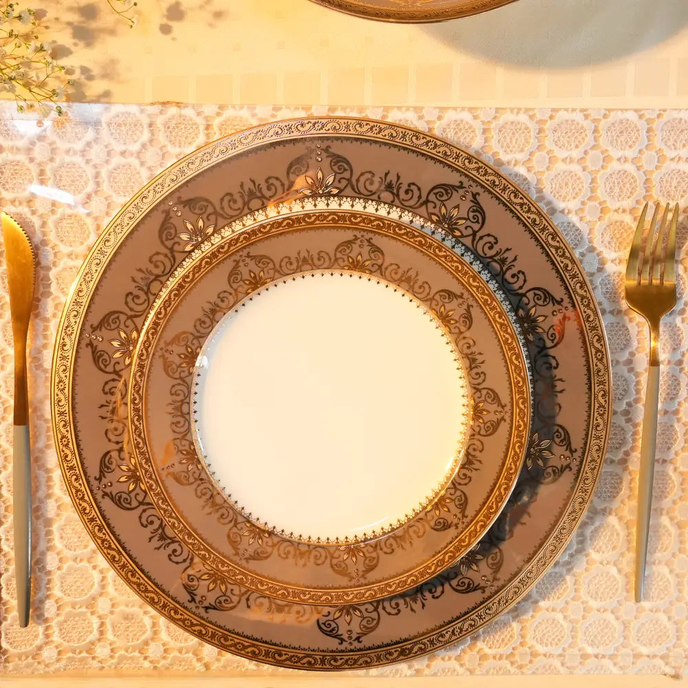 Regal Prime Luxe White & Gold Dinner Set – 35 & 48 Pcs - Dinner set
