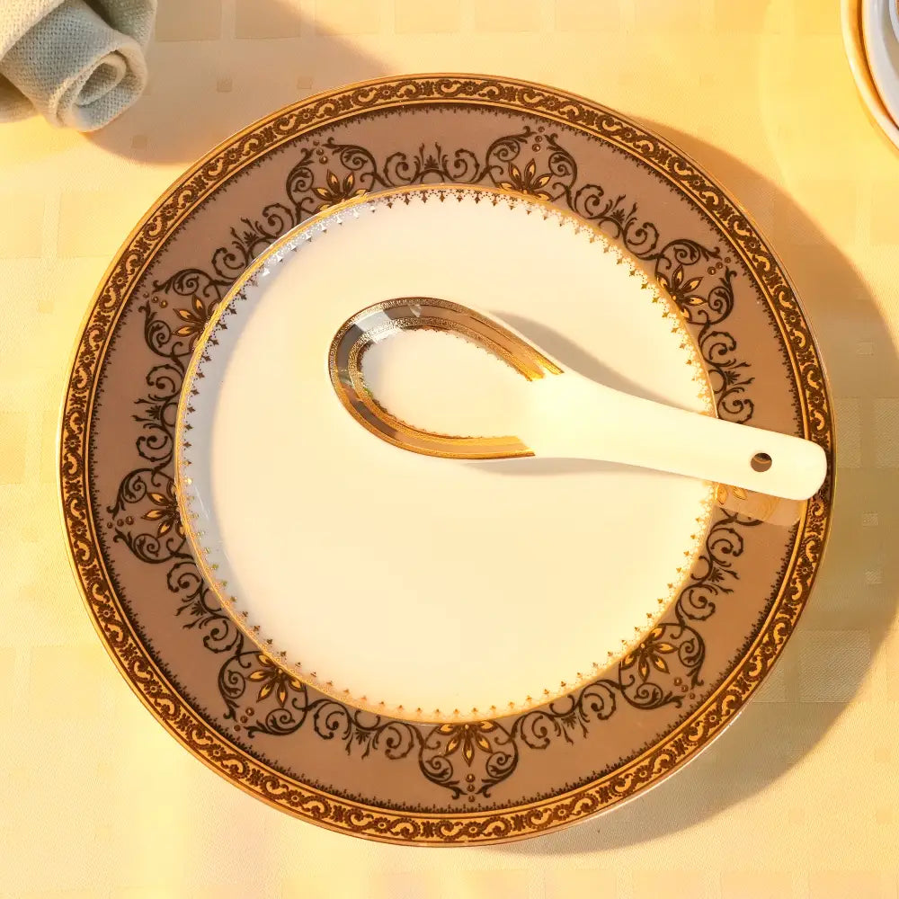 Regal Prime Luxe White & Gold Dinner Set – 35 & 48 Pcs - Dinner set