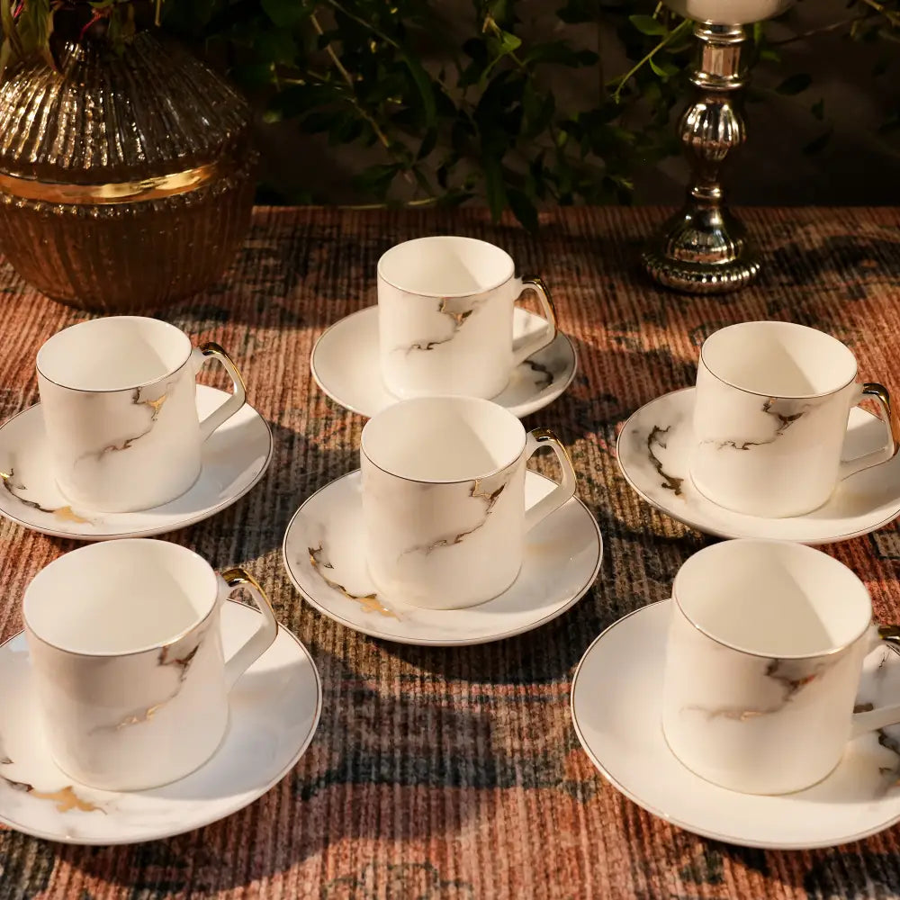 Royal Marble Gold Cup & Saucer Set – Sip in Luxury & Elegance - Cup Saucer