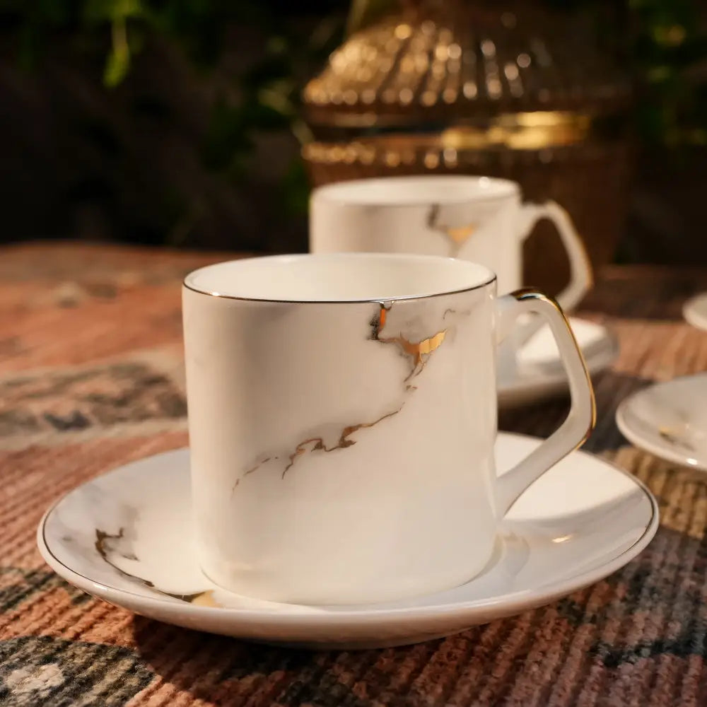 Royal Marble Gold Cup & Saucer Set – Sip in Luxury & Elegance - Cup Saucer