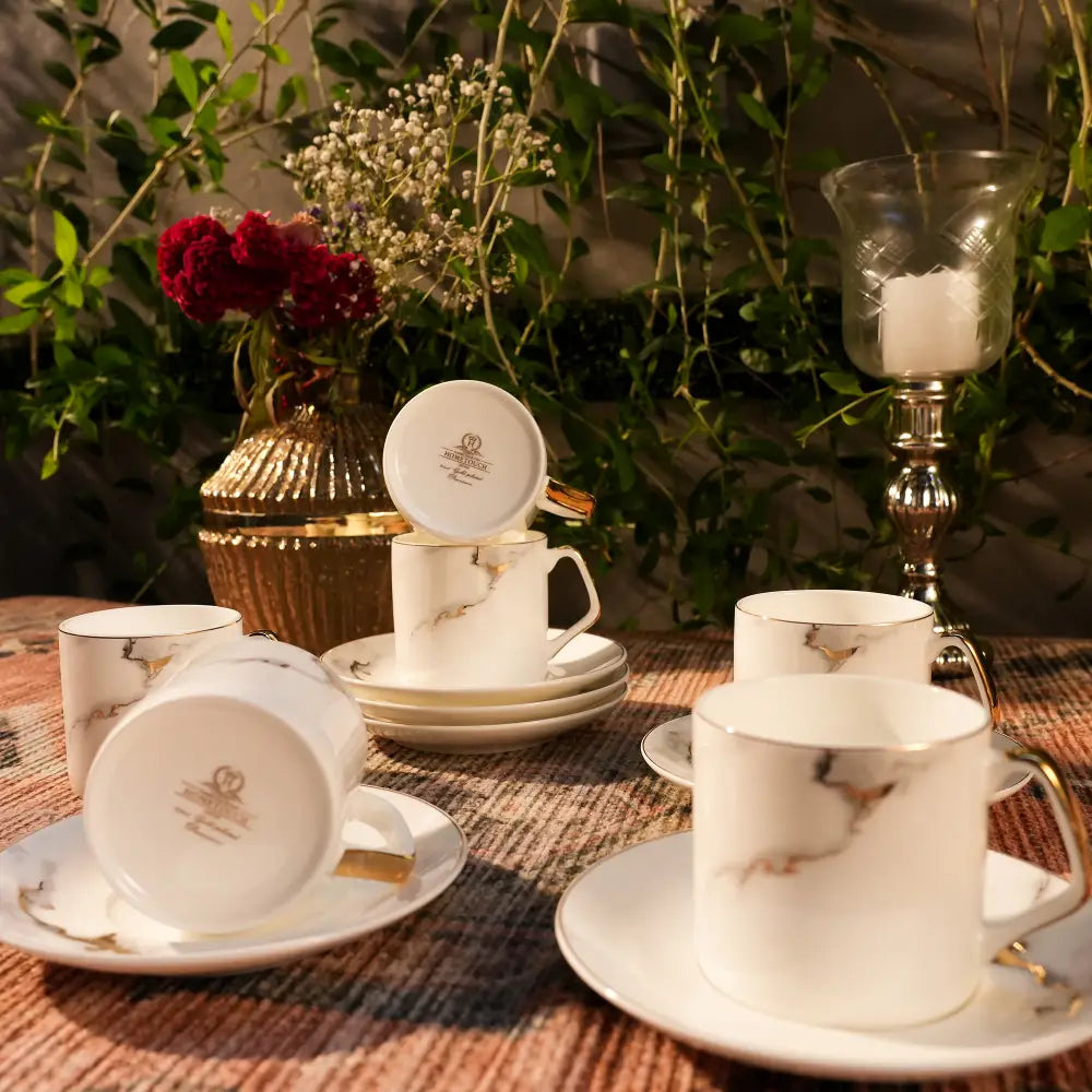 Royal Marble Gold Cup & Saucer Set – Sip in Luxury & Elegance - Cup Saucer
